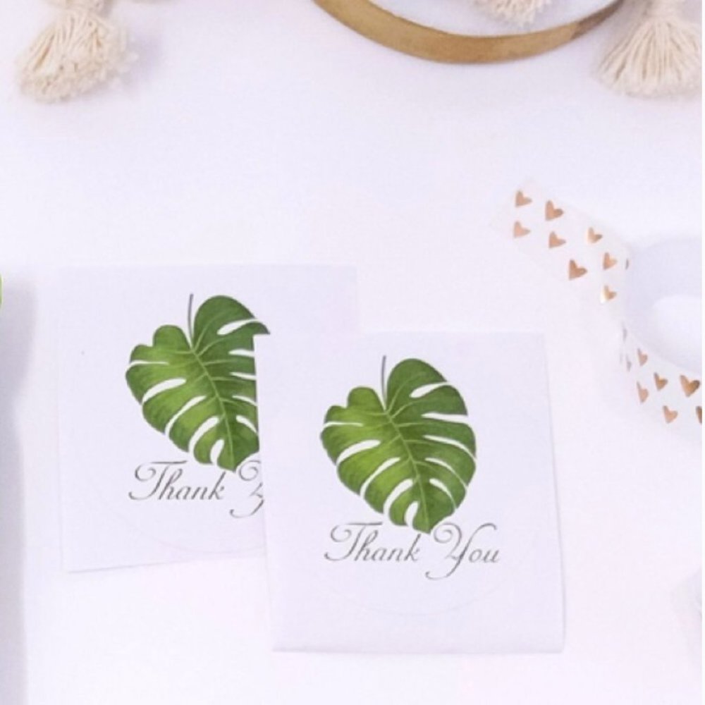 50 2.5” Banana Leaves Thank You Stickers - Picture 2 of 3